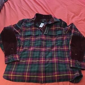 Men's Casual Plaid Shirt - Burgundy and Green